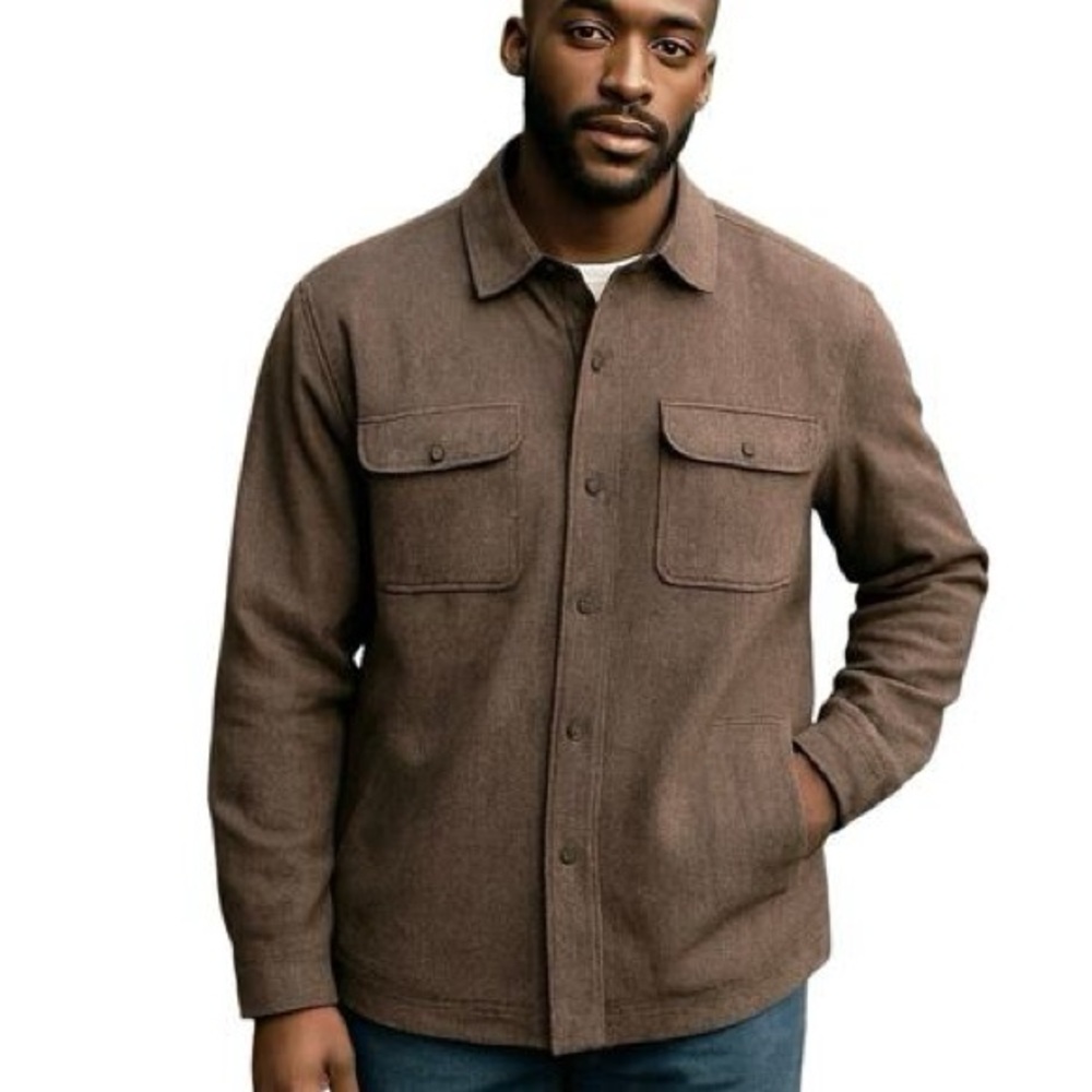 NWT Grayers Men’s Brown Tweed Cotton Shirt Jacket Sz M